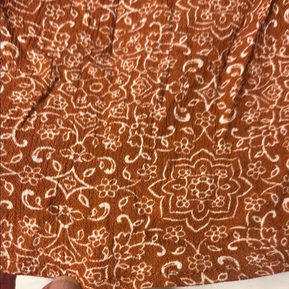 Rust Boho Lace Trim Sleeveless Top with Ruffle Straps - Picture 3 of 9